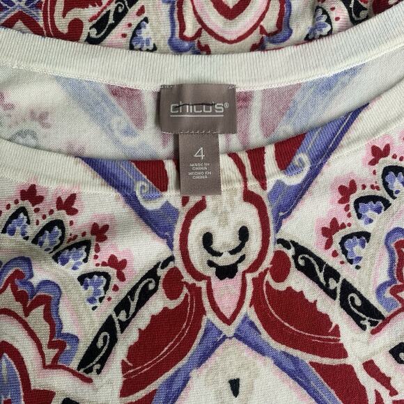 NWT Chico's Pullover Sweater Size 4 (2X) Boat Neck Dolman Sleeve Eclectic Razzle - Picture 4 of 7